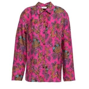 Sandro $375 Printed Silk Button Up Shirt 💕